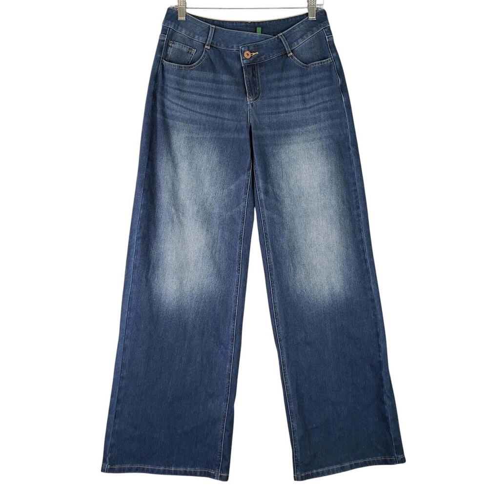 Halara Flex Asymmetric Low Rise Wide Leg Casual Jeans Womens Size Small Tall New - Picture 2 of 10